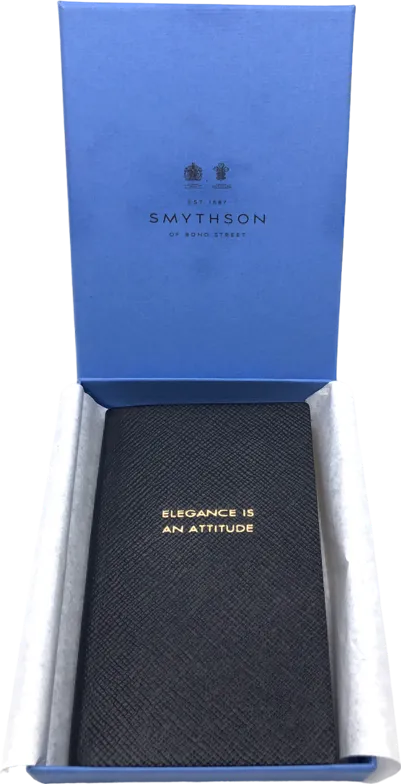 Smythson Blue "elegance Is An Attitude" Panama Notebook One Size