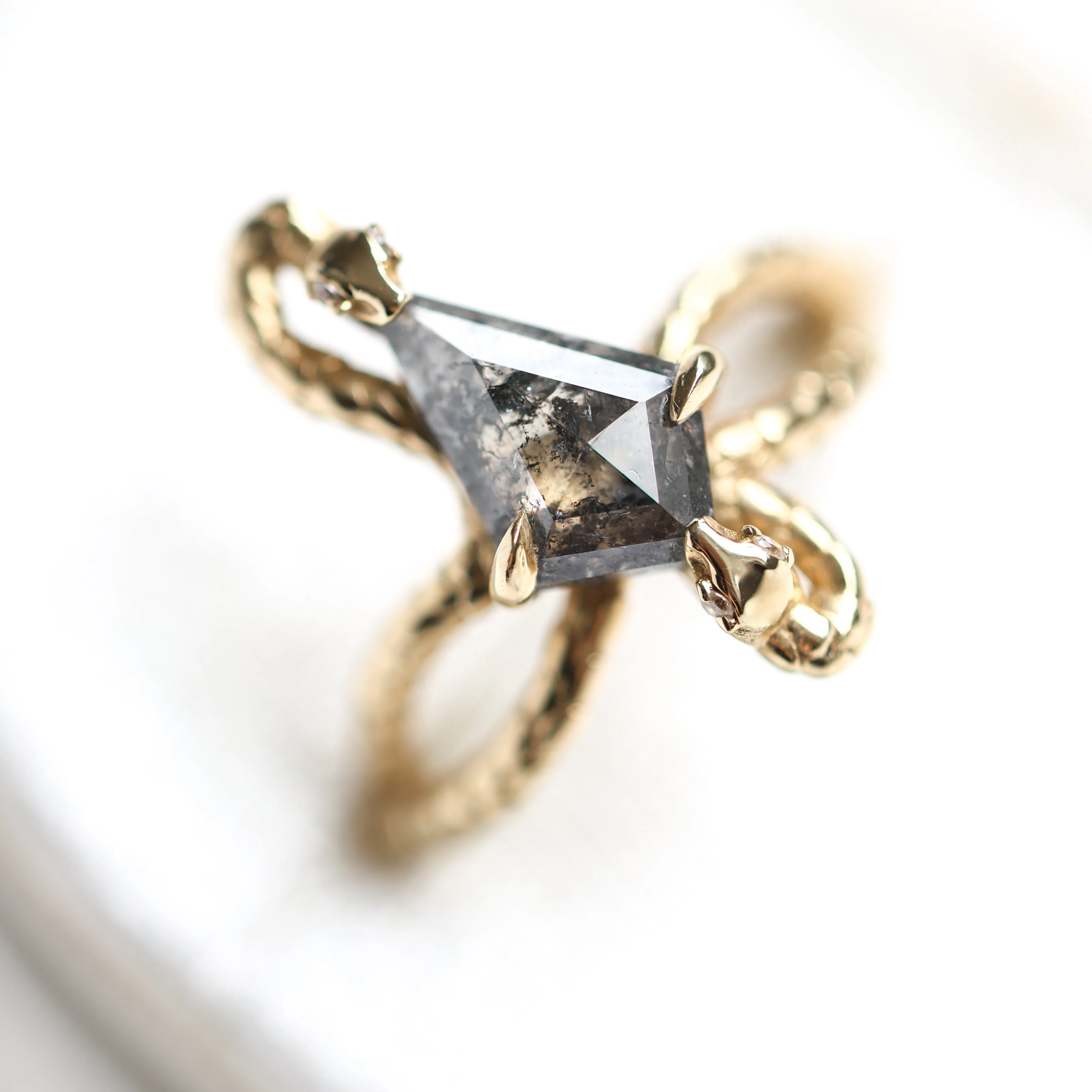 Snake Kite Salt And Pepper Diamond Ring