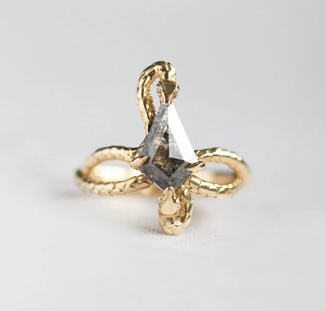 Snake Kite Salt And Pepper Diamond Ring