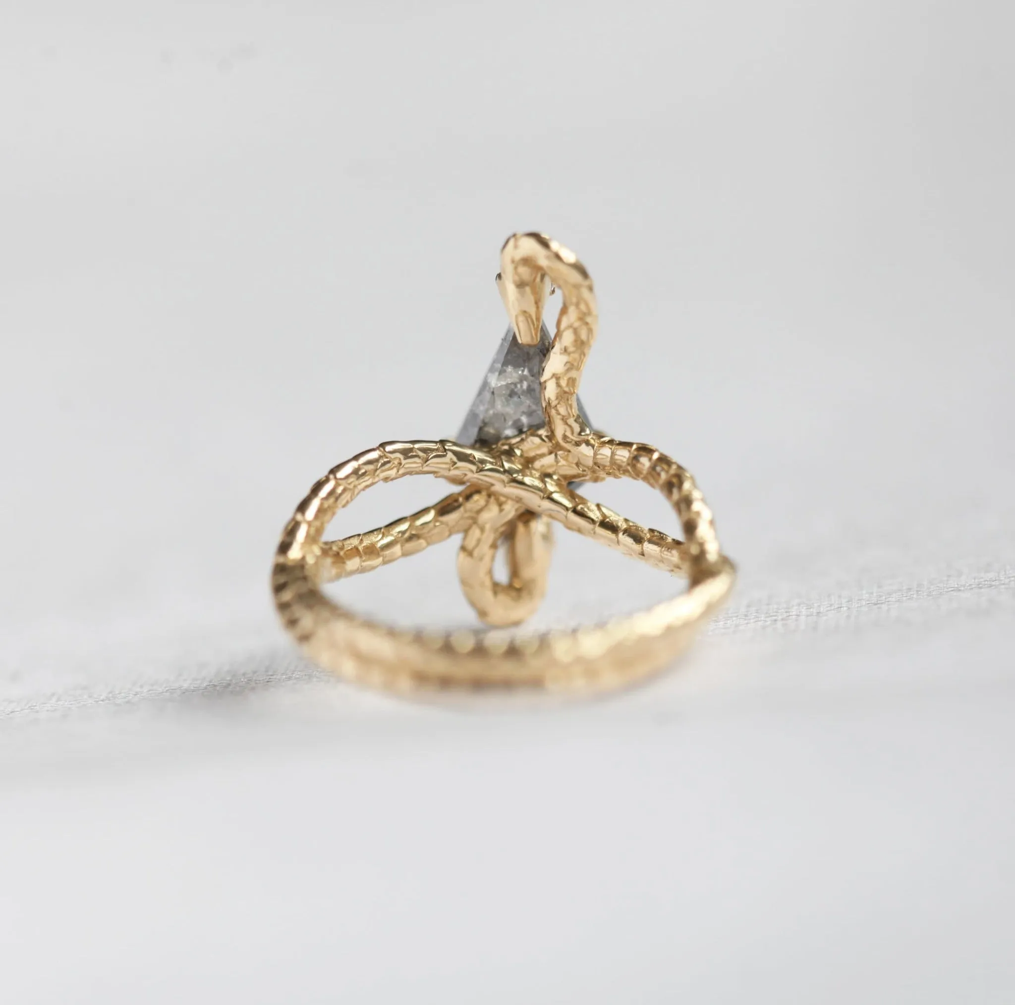 Snake Kite Salt And Pepper Diamond Ring