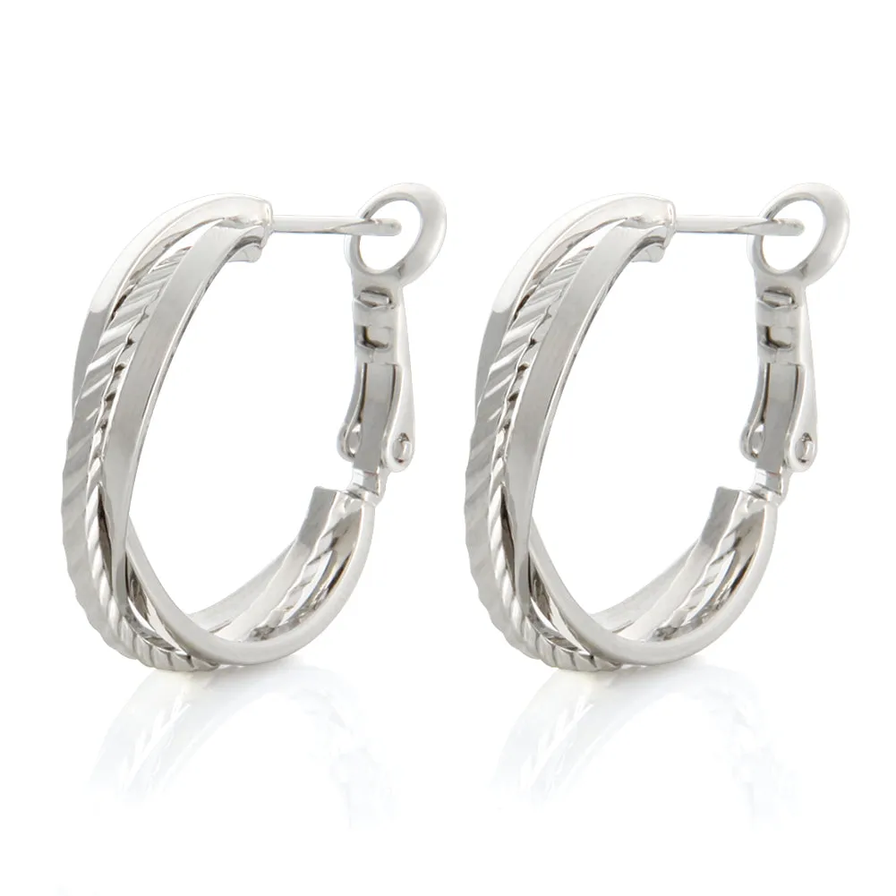 Textured Twist Dangle Hoop Earrings BTS Same style