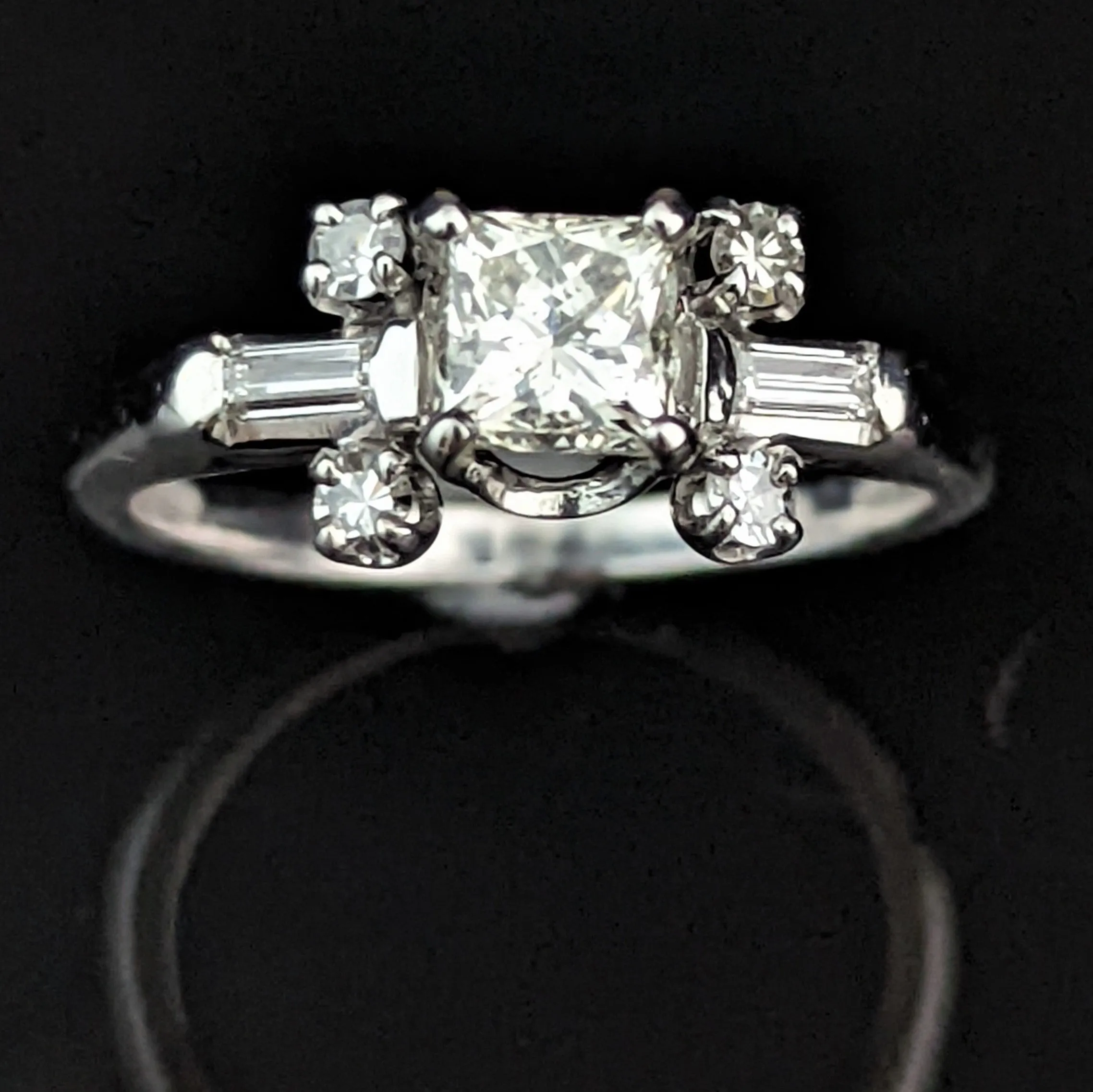 The Bismarck - Vintage Princess Cut Diamond 14k Gold Ring