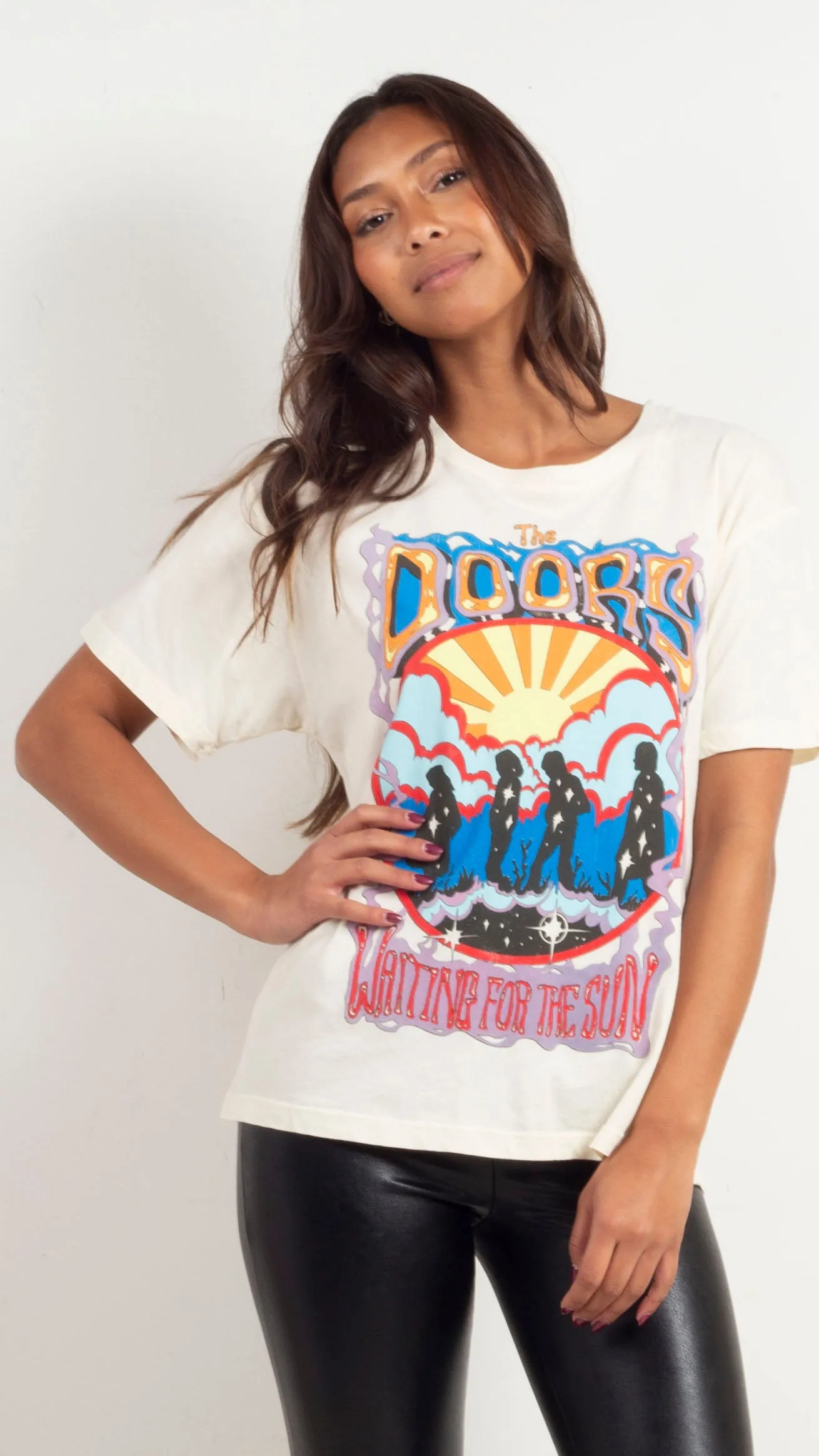 The Doors Waiting for the Sun Boyfriend Tee - Stone Vin