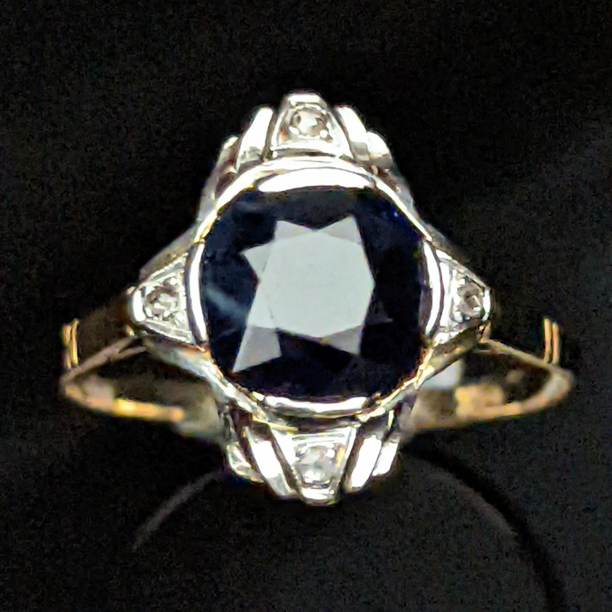 The Gering - Estate Sapphire Diamond 18k 14k Gold Ring