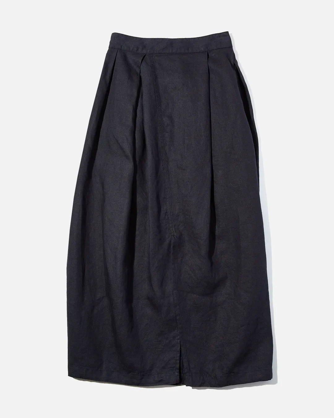 Tuck Skirt - Navy Linen Twill