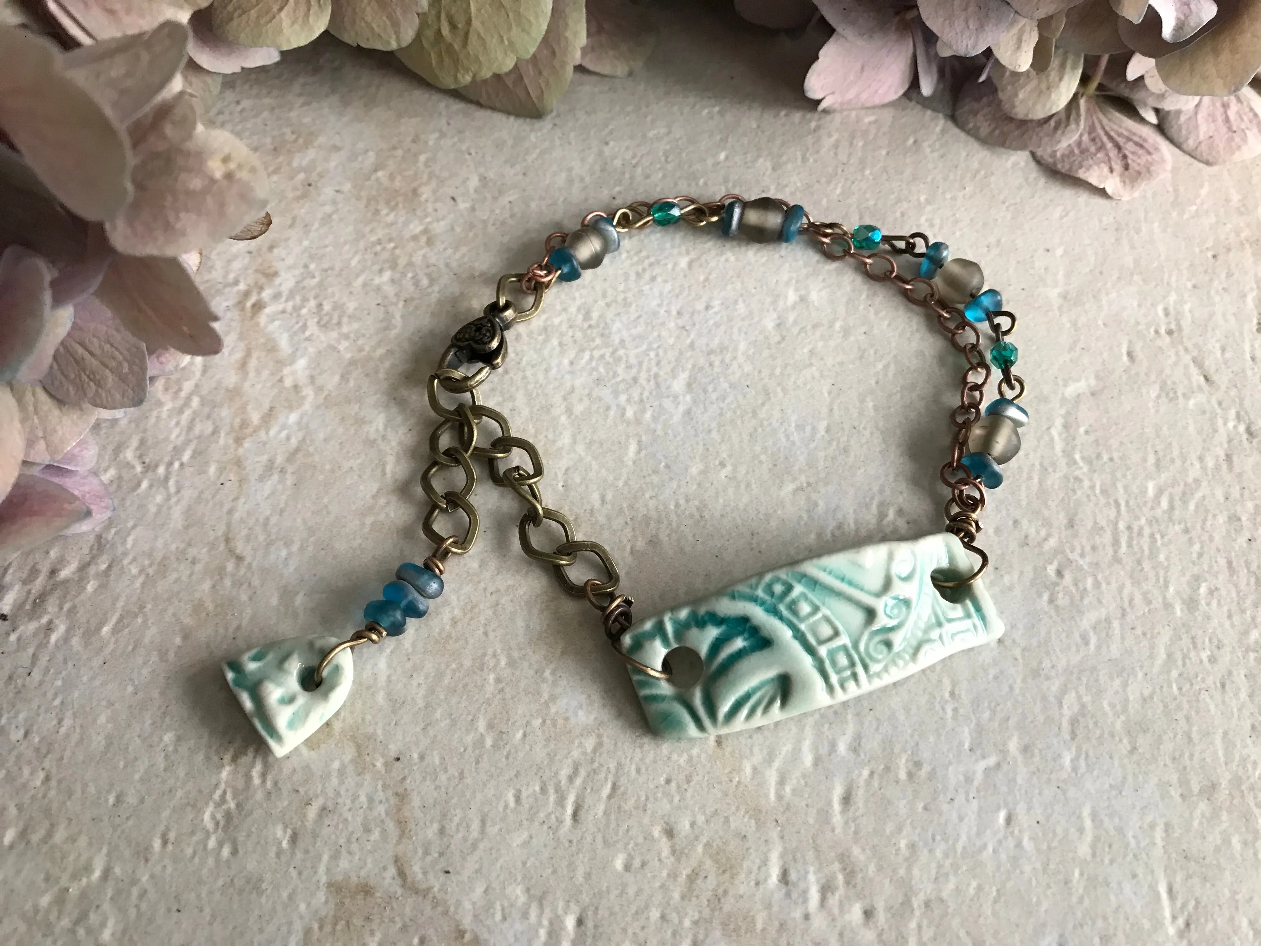 Turquoise Crackle Handmade Artisan Beaded Bracelet