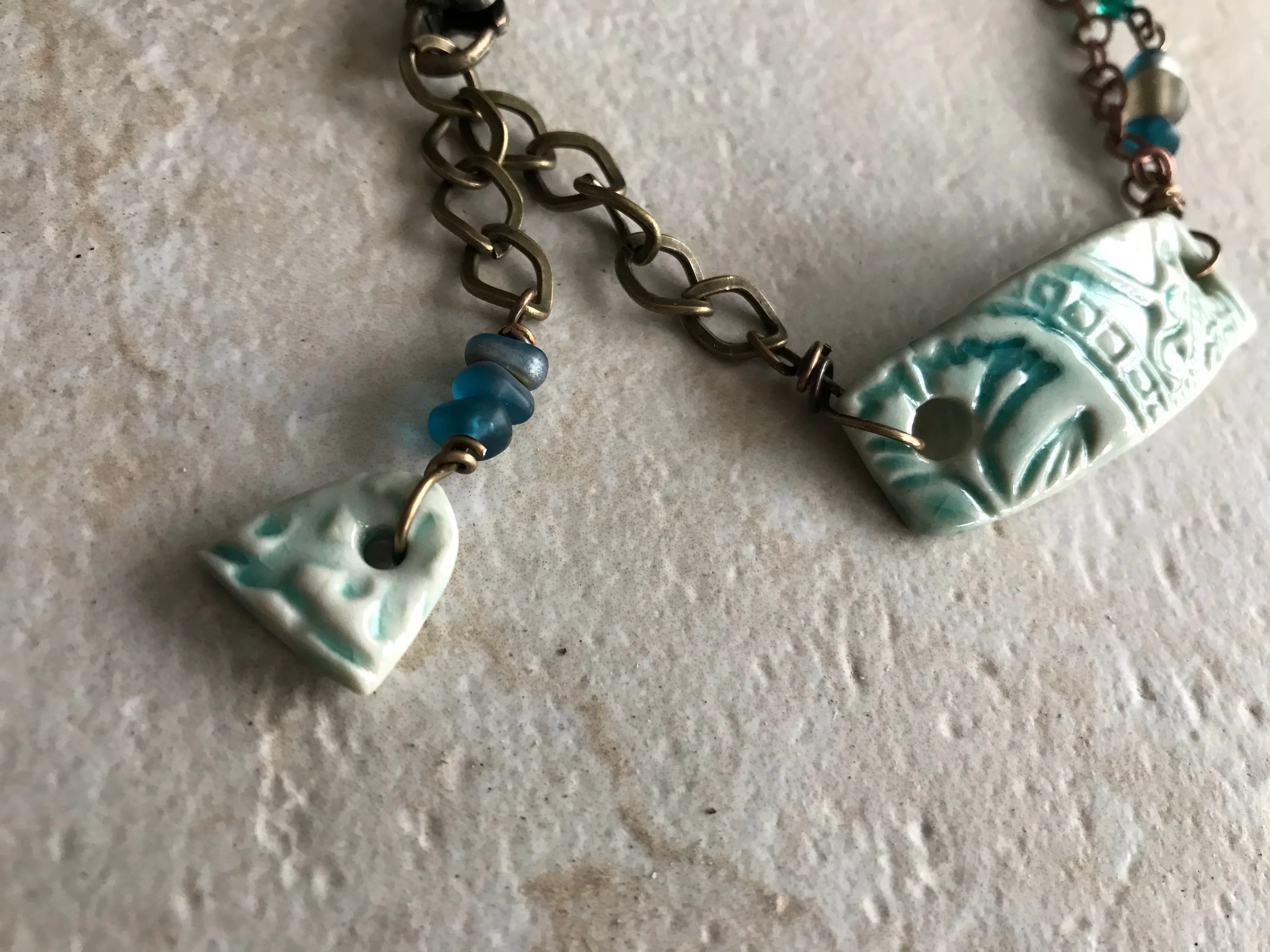 Turquoise Crackle Handmade Artisan Beaded Bracelet