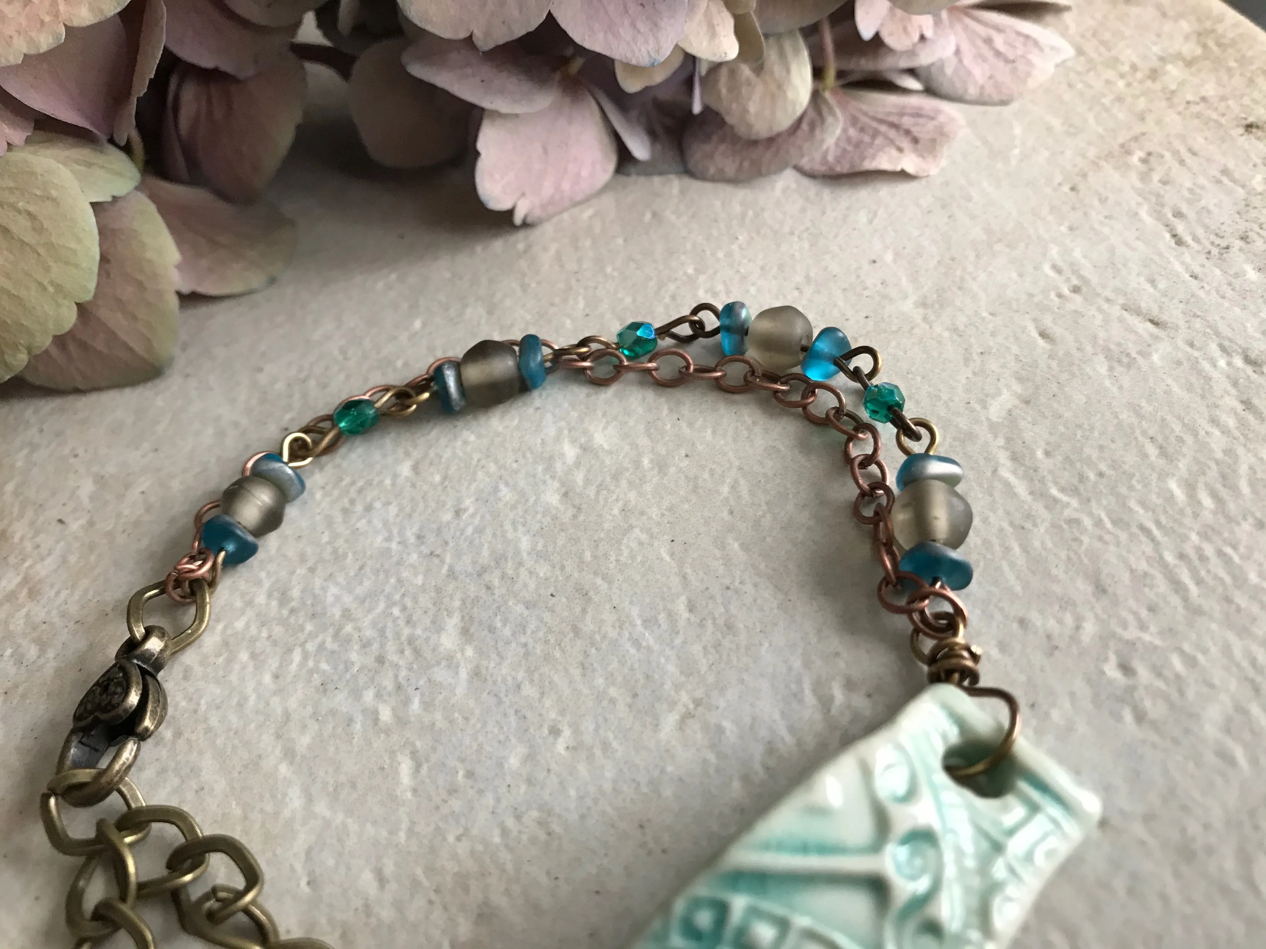 Turquoise Crackle Handmade Artisan Beaded Bracelet