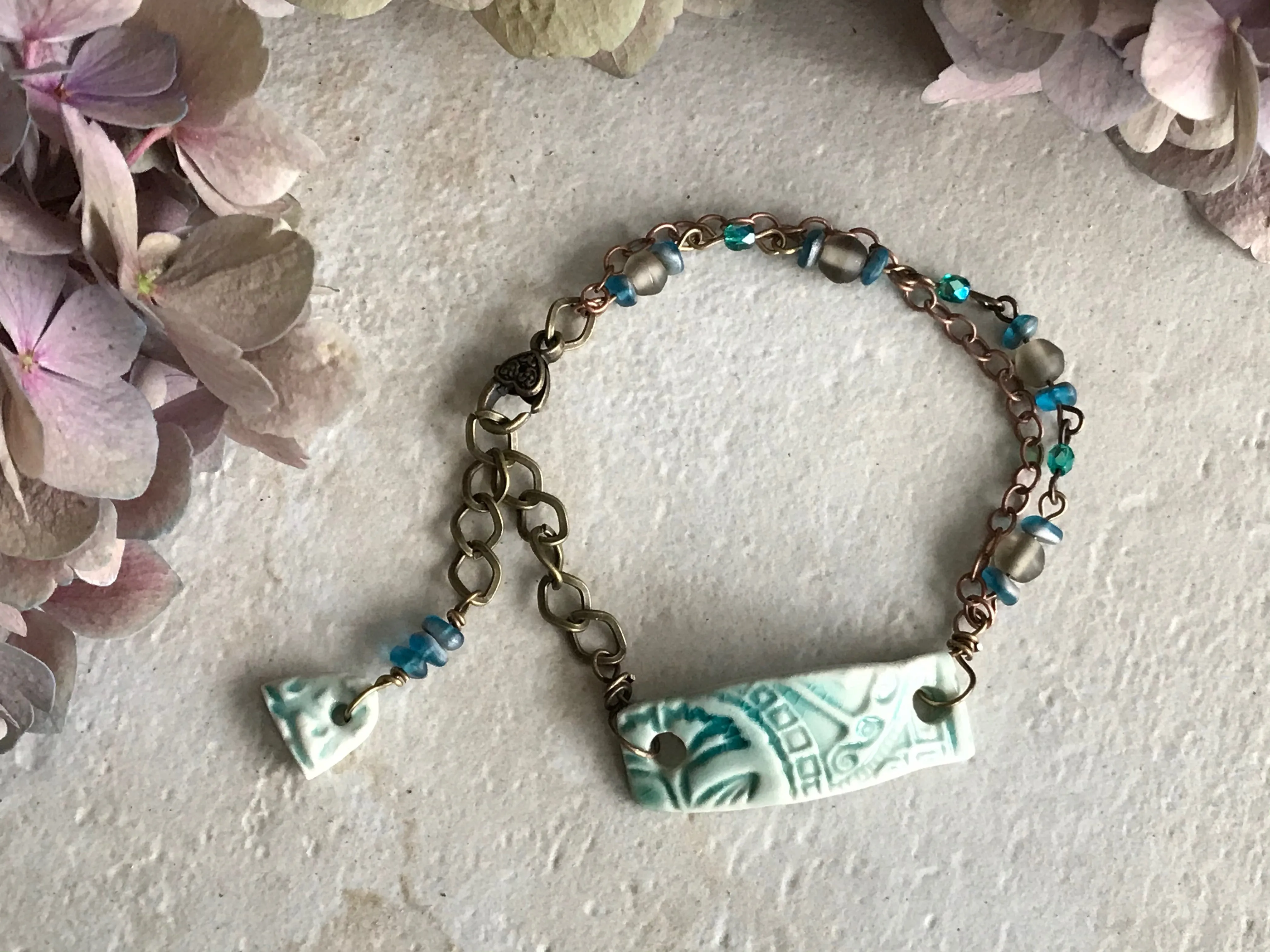 Turquoise Crackle Handmade Artisan Beaded Bracelet