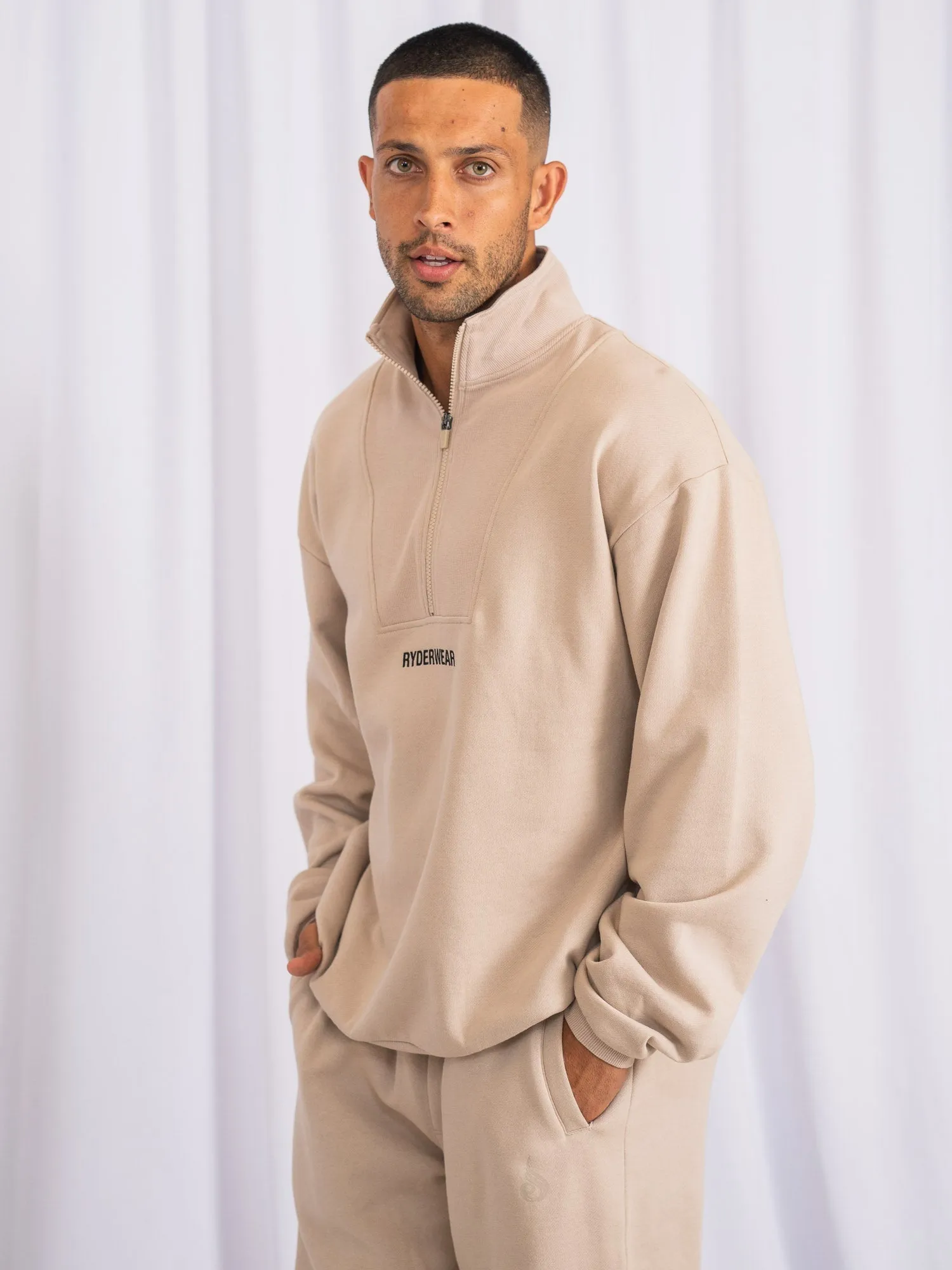 Unisex Half Zip Jumper - Sand