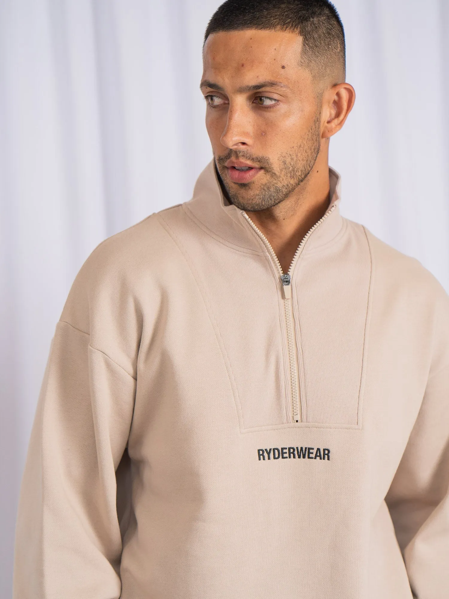 Unisex Half Zip Jumper - Sand