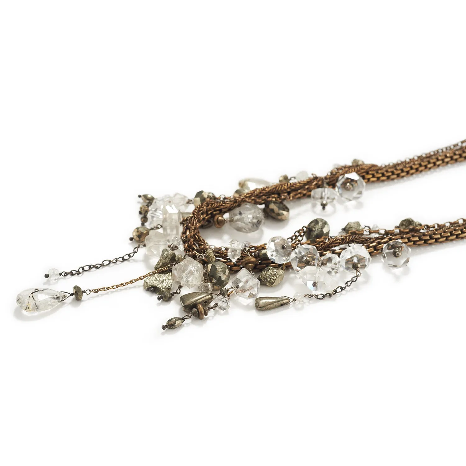 Vintage Brass Collar with Quartz & Pyrite