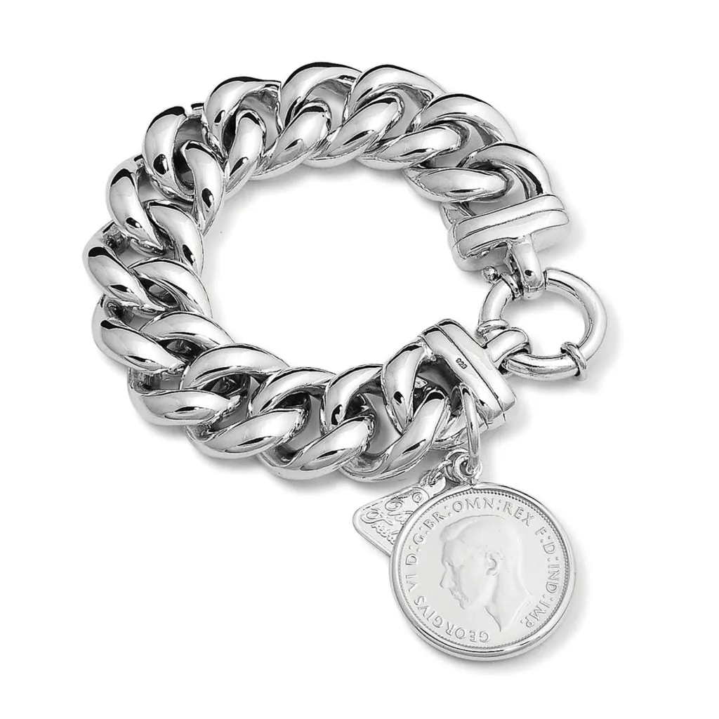 Von Treskow Big Mama Sterling Silver Bolt Bracelet with Florin Coin