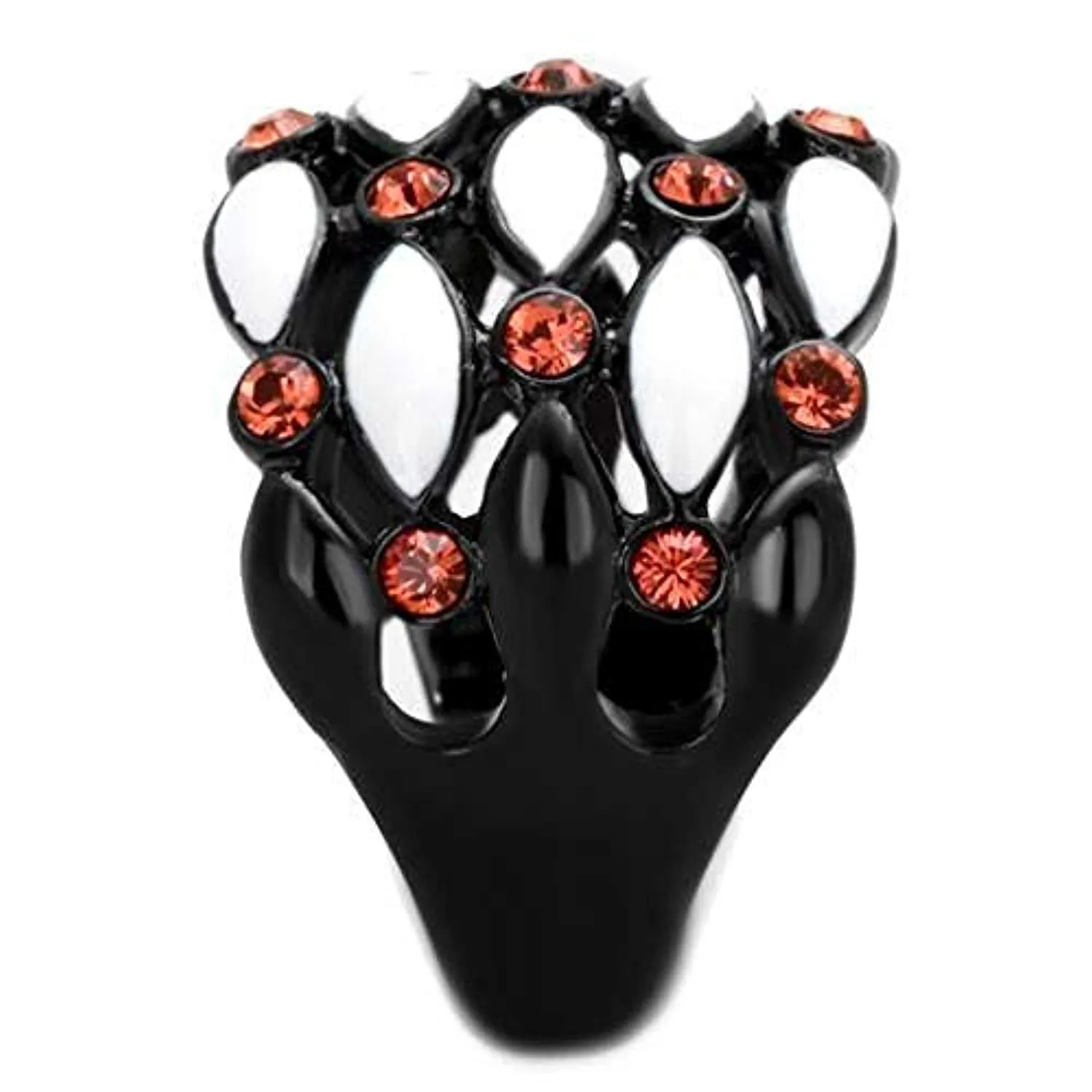 WildKlass Stainless Steel Ring IP Black Women Top Grade Crystal Garnet