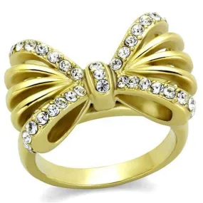 WildKlass Stainless Steel Ring IP Gold Women Top Grade Crystal Clear