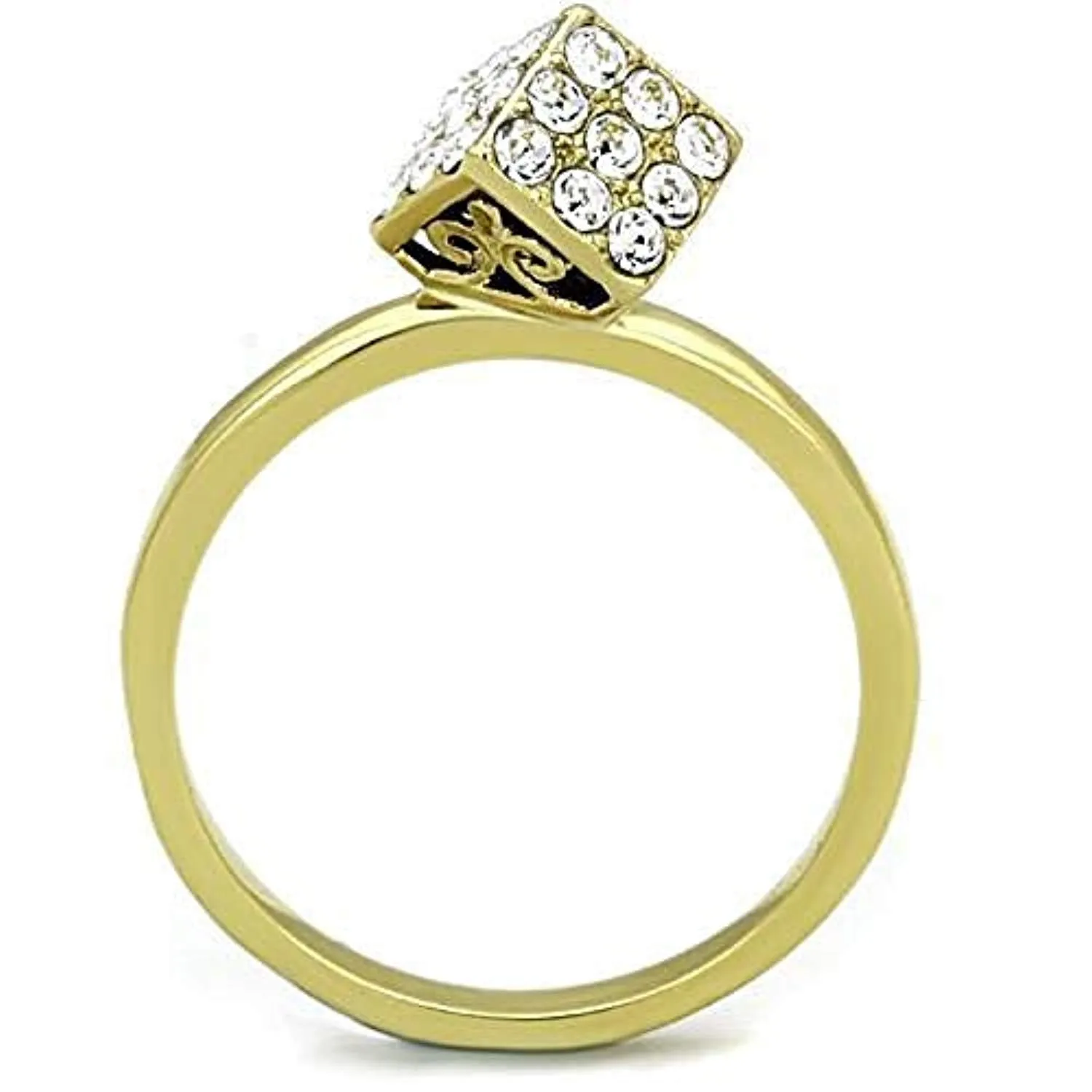 WildKlass Stainless Steel Ring IP Gold Women Top Grade Crystal Clear