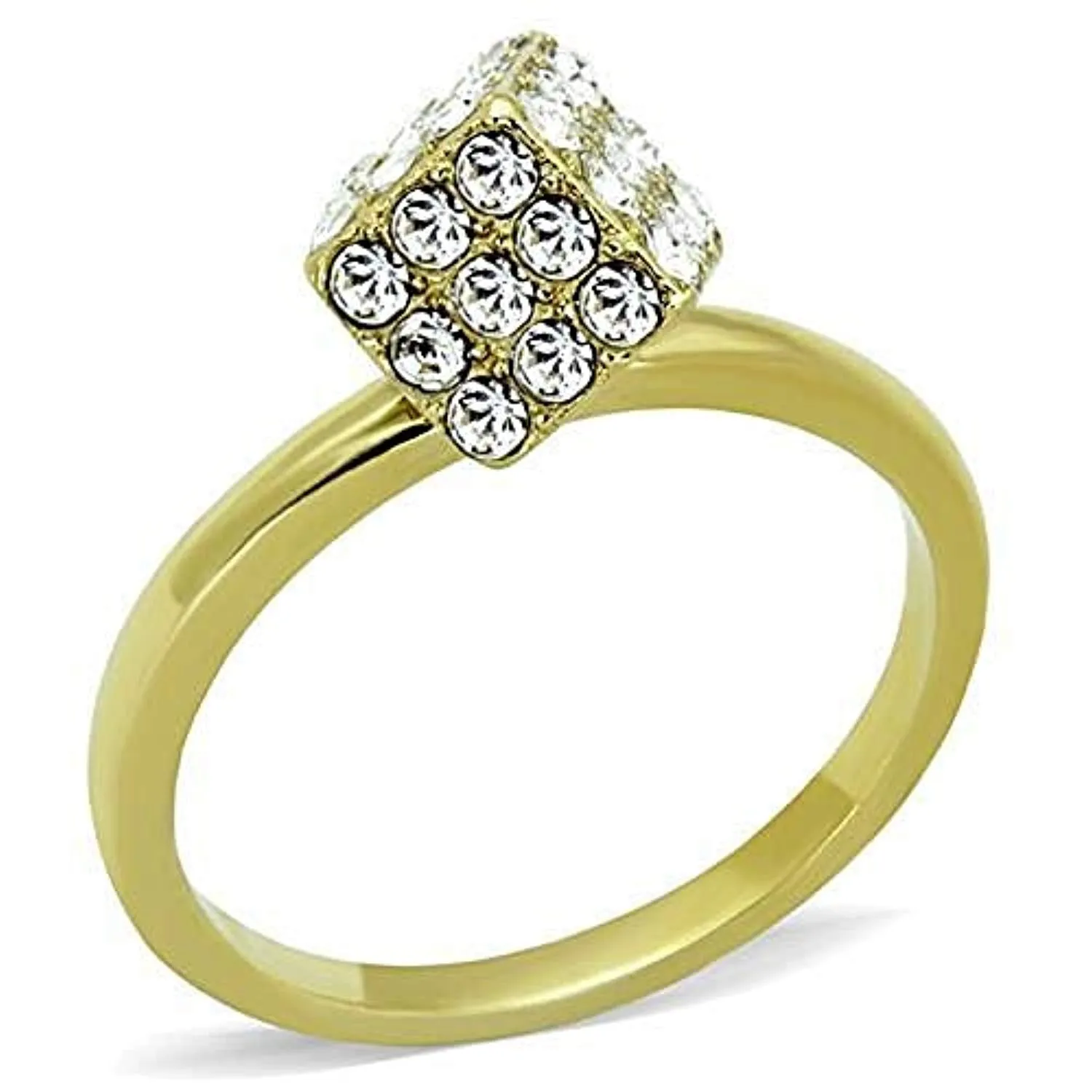 WildKlass Stainless Steel Ring IP Gold Women Top Grade Crystal Clear