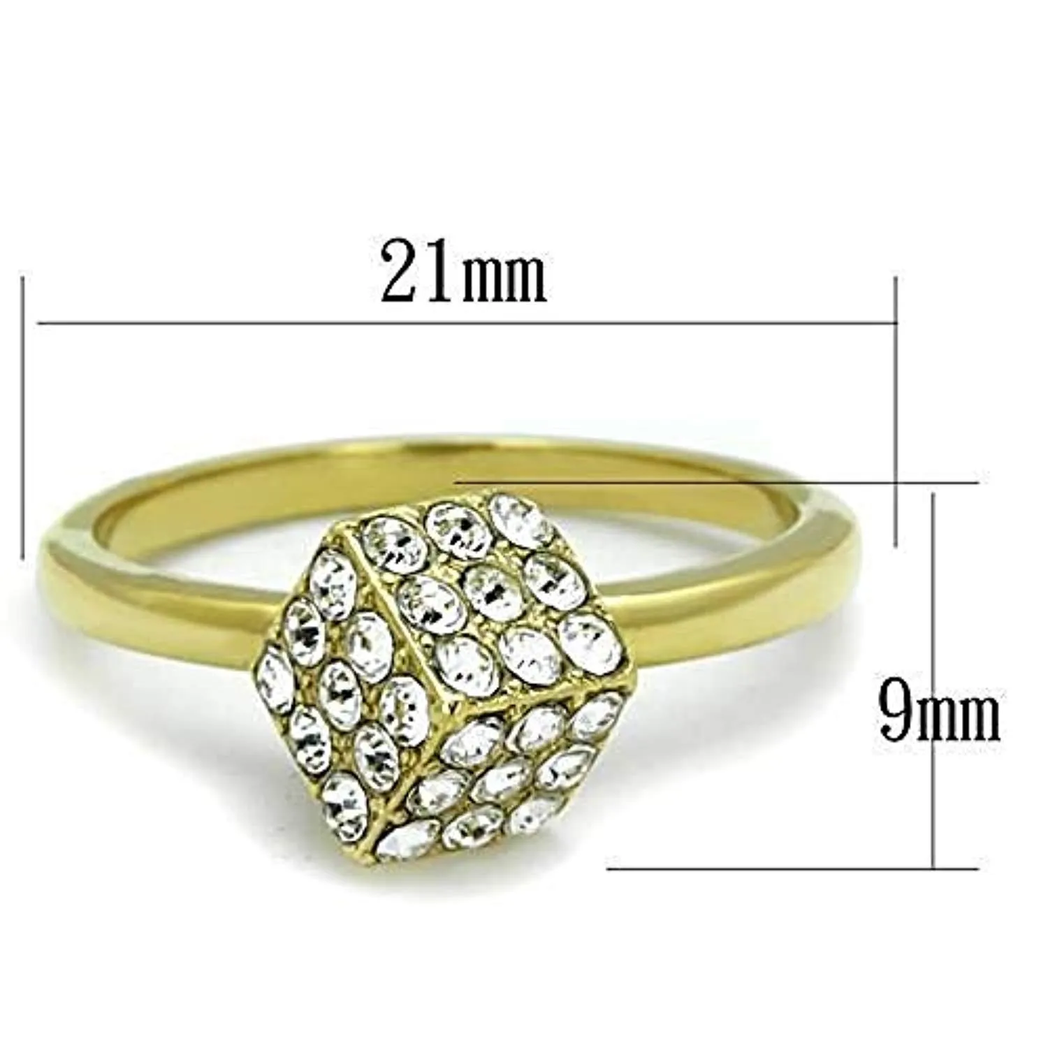 WildKlass Stainless Steel Ring IP Gold Women Top Grade Crystal Clear