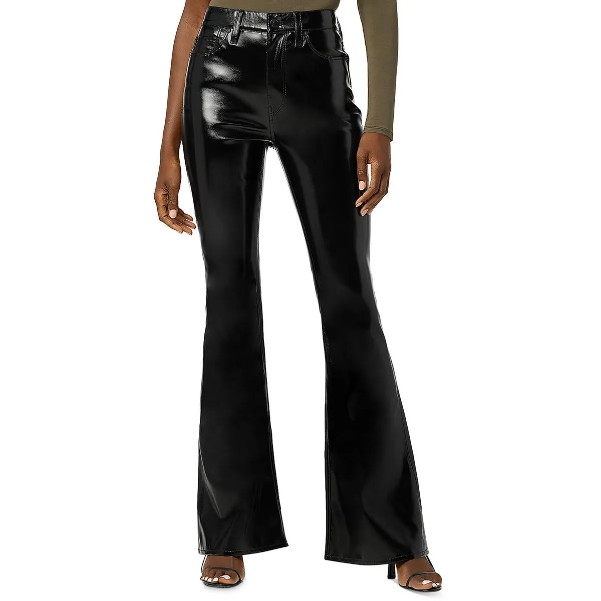 Womens Faux Leather Flared Pants