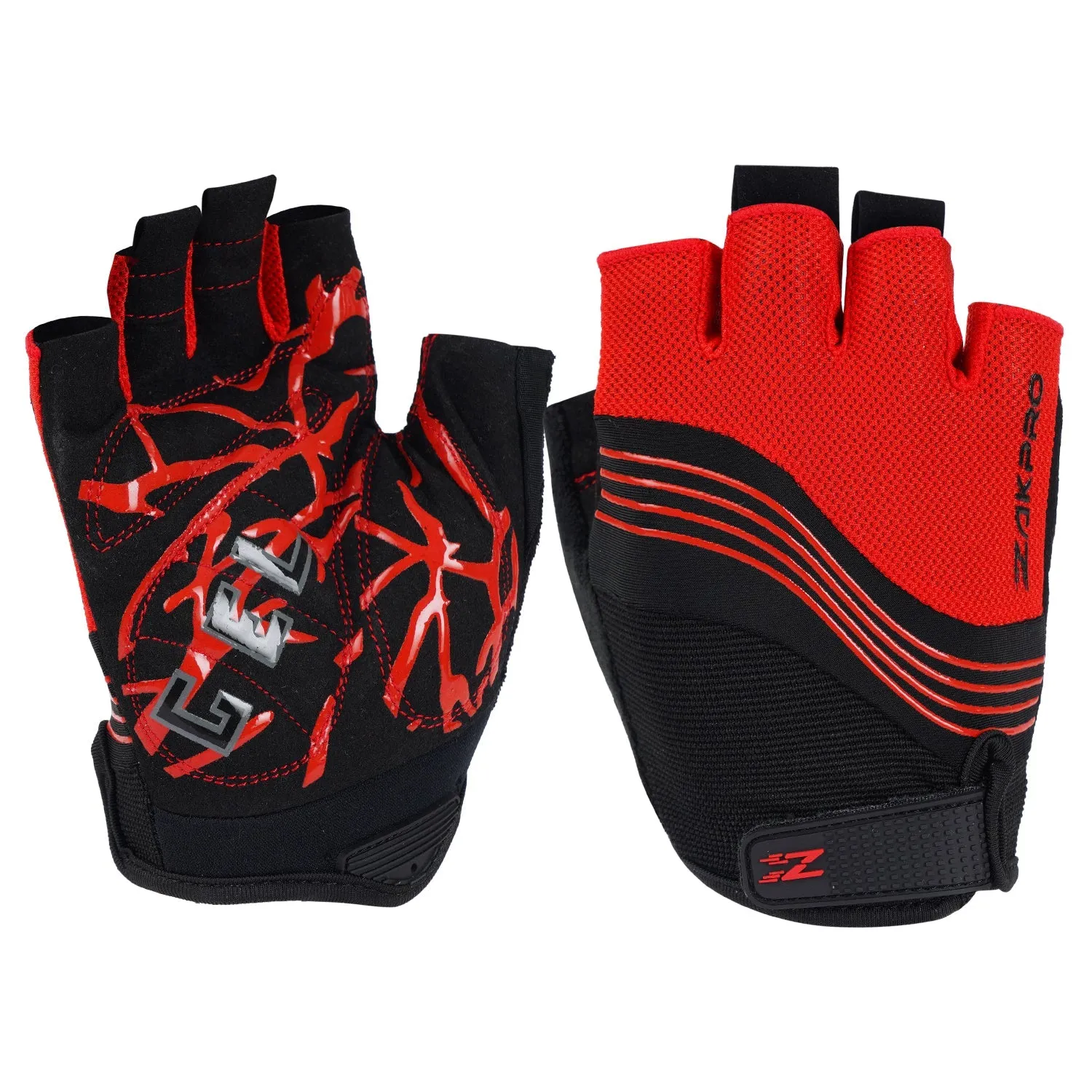 ZAKPRO Gel Series Anti-Slip Professional Half Finger Cycling Gloves - Red