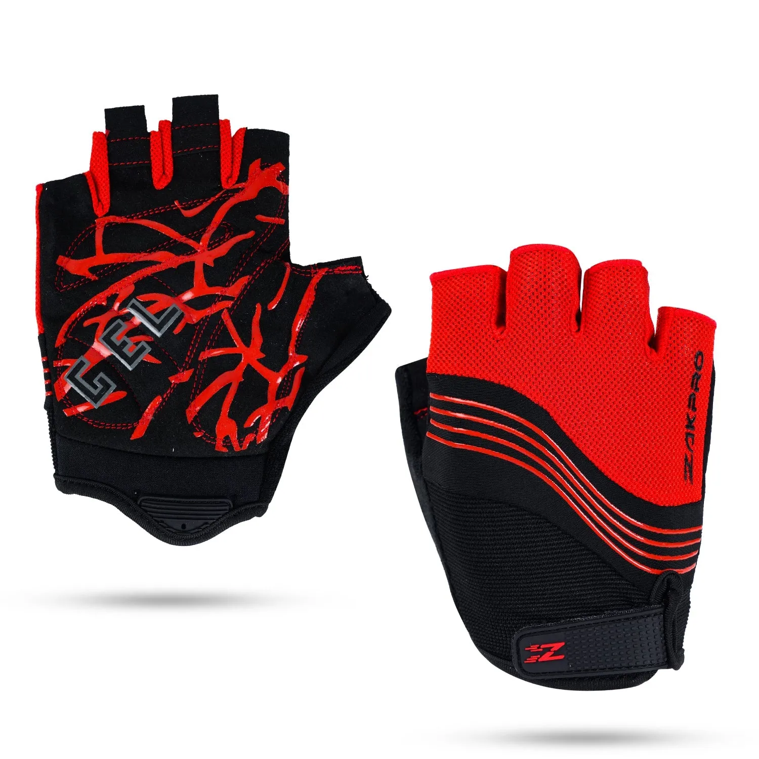 ZAKPRO Gel Series Anti-Slip Professional Half Finger Cycling Gloves - Red