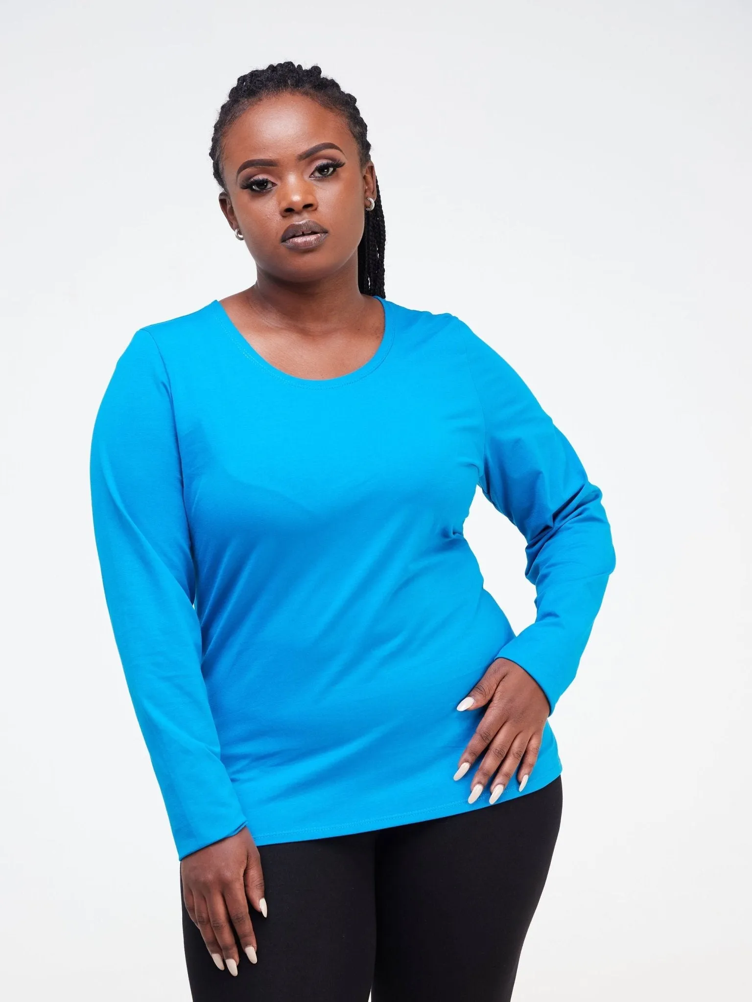 Zoya Basic Long Sleeve Top - Blue